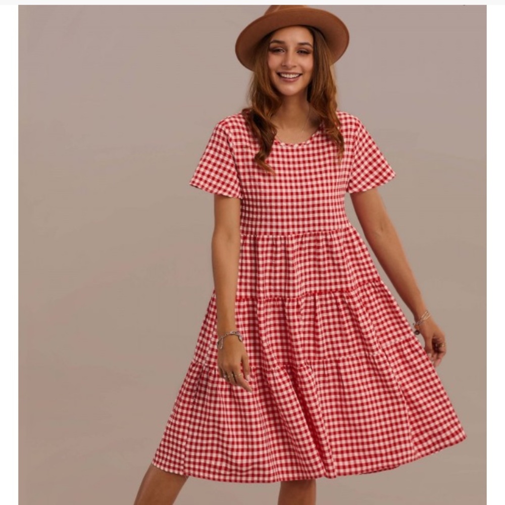 Petallush red and white checkered dress